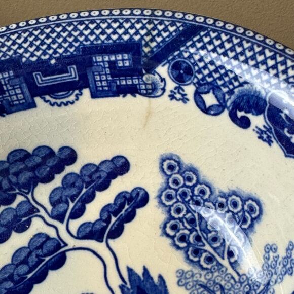 Vintage Blue Willow transferware 10 inch oval serving bowl Ye Olde Willow 1925‎ - Picture 6 of 12